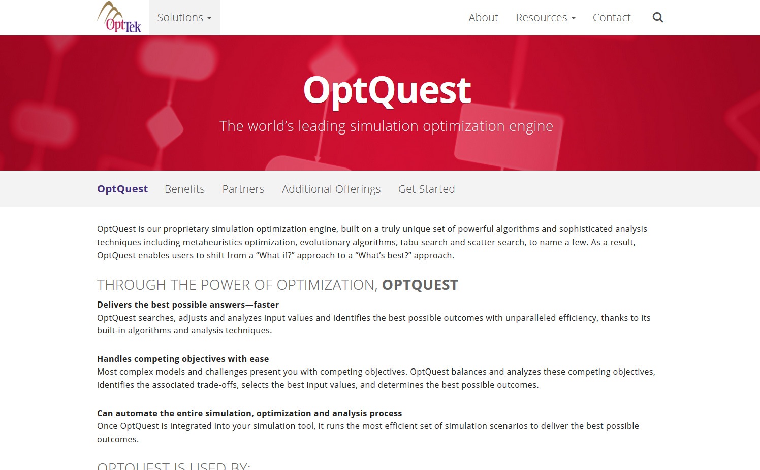 the world s leading simulation optimization engine optquest opttek